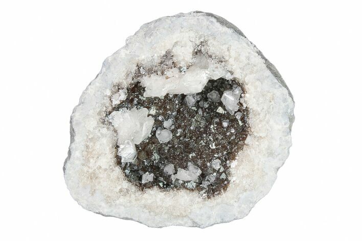 Keokuk Quartz Geode with Calcite Crystals (Half) - Missouri #203782
